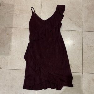 Burgundy Maroon Suede Dress